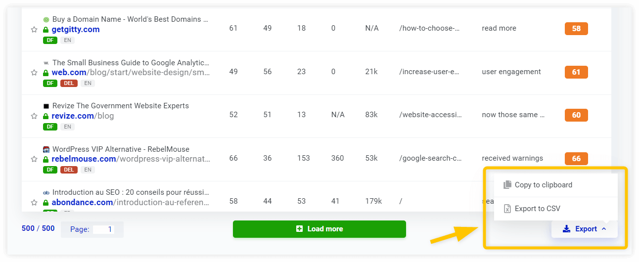 LinkMiner export