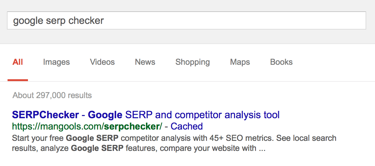SERPChecker snippet after migration to Mangools