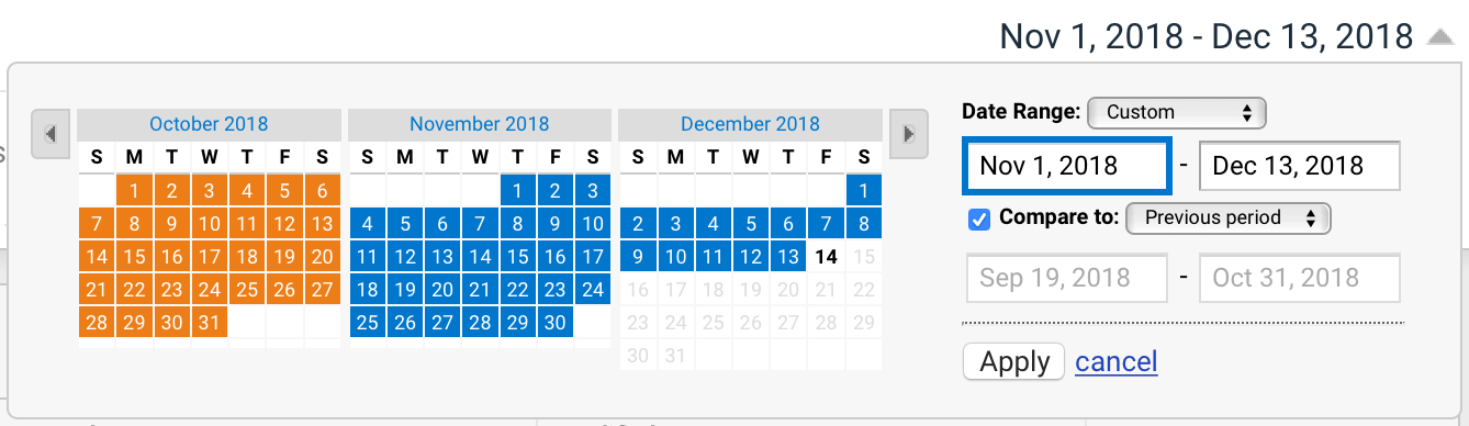 How to compare time frames in Google Analytics