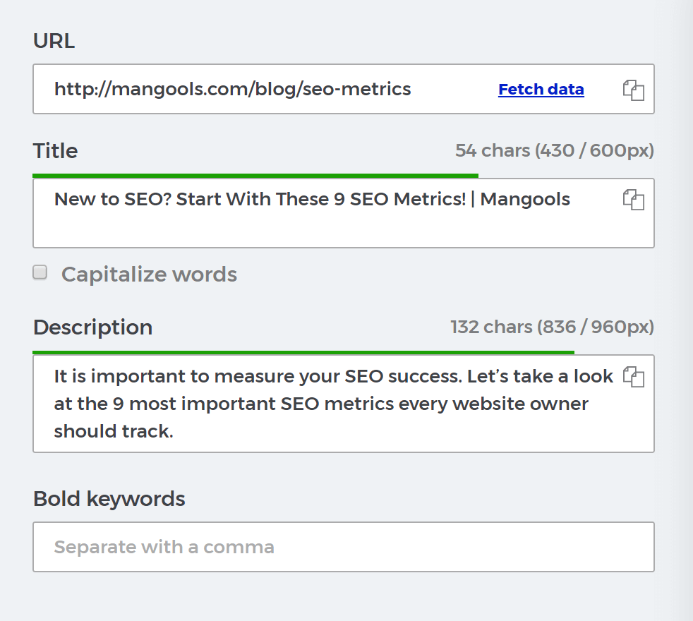 SERP snippet optimization