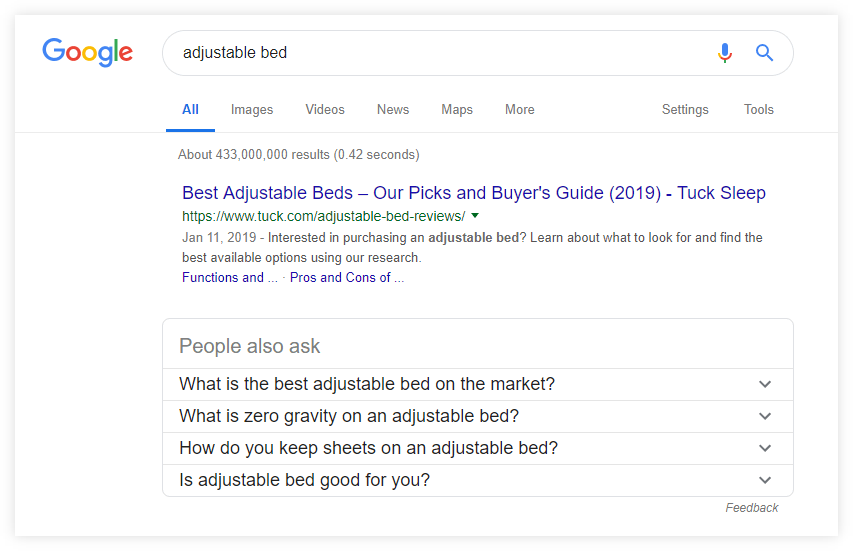 People also ask box example