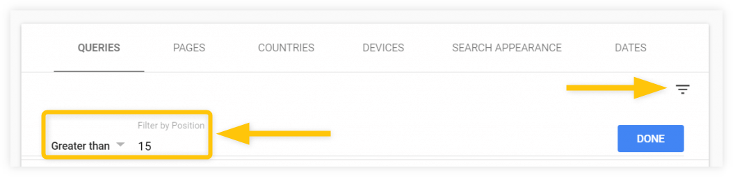 search console filter example