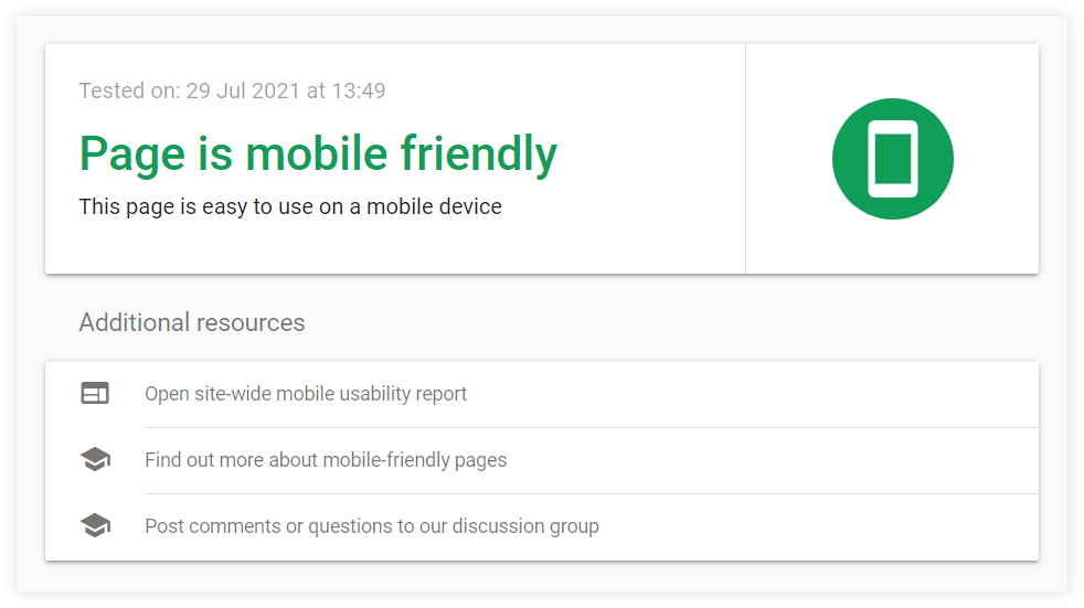 mobile friendliness test