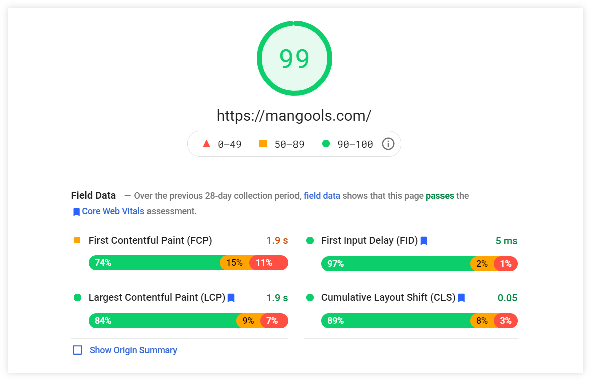 pagepseed insights example